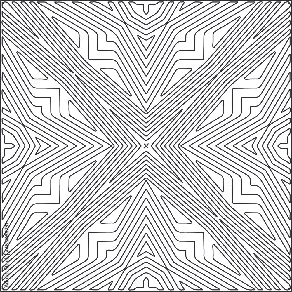 
Vector pattern with symmetrical elements . Repeating geometric tiles from striped elements.Monochrome texture.Black and 
white pattern for wallpapers and backgrounds.line art.