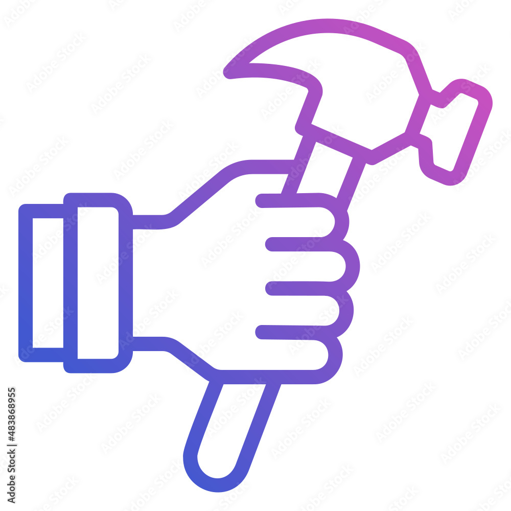 Holding Hammer line gradient icon Holding Hammer line gradient icon