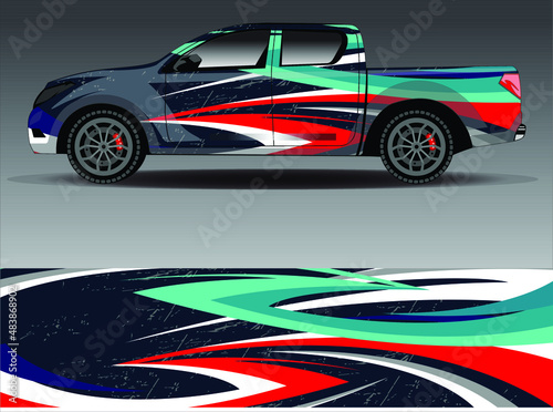 Race car wrap decal designs. Abstract racing and sport background for car livery or daily use car vinyl sticker. Full vector eps 10. © Gib