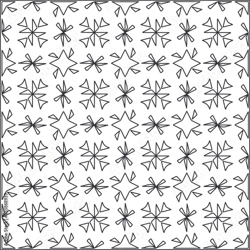  Vector pattern with symmetrical elements . Repeating geometric tiles from striped elements.Monochrome texture.Black and  white pattern for wallpapers and backgrounds.line art. © t2k4