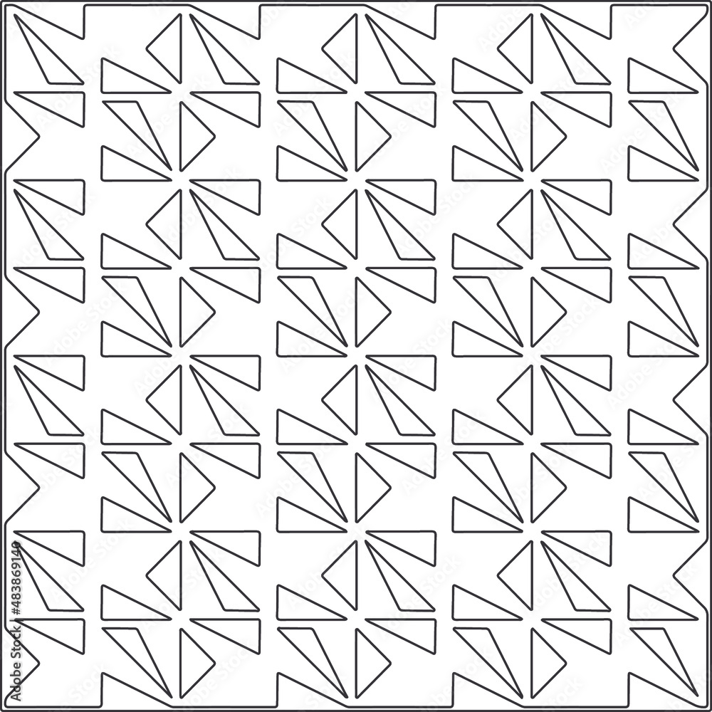 Vector pattern with symmetrical elements . Repeating geometric tiles from striped elements.Monochrome texture.Black and
white pattern for wallpapers and backgrounds.line art.
Vector pattern with symmetrical elements . Repeating geometric tiles from striped elements.Monochrome texture.Black and
white pattern for wallpapers and backgrounds.line art.
