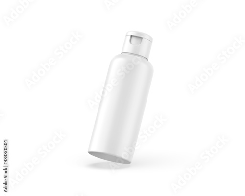 Blank cosmetic bottle with flip top cap for branding and mockup, 3d illustration