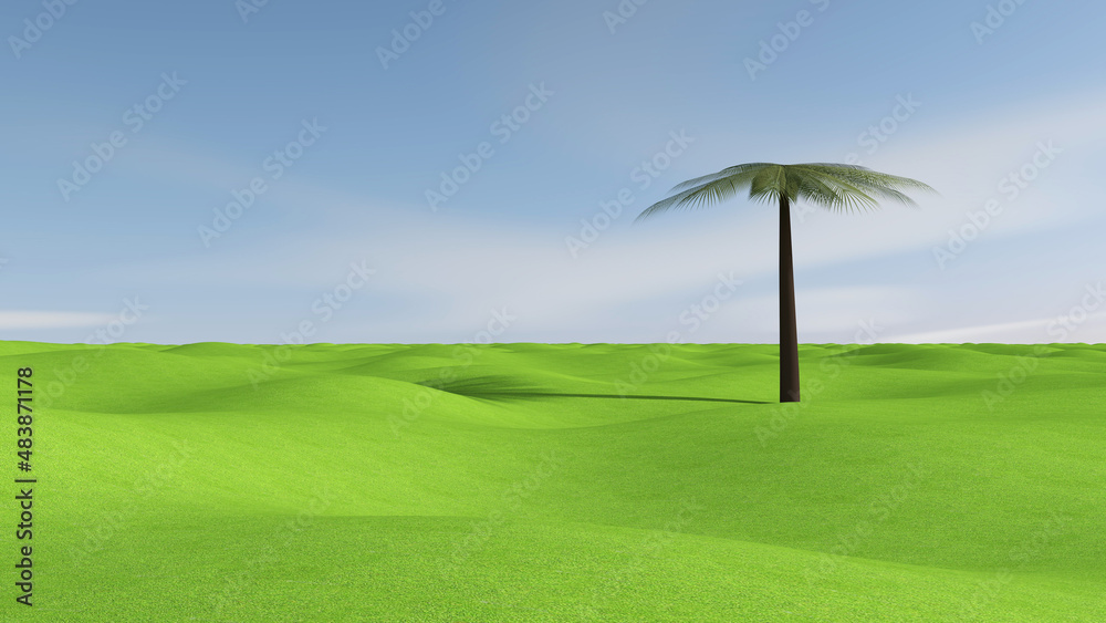 Green meadow with sky background. 3D illustration, 3D rendering
Green meadow with sky background. 3D illustration, 3D rendering