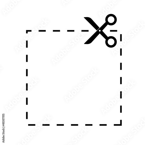 Scissors with cut line icon. cut the coupon along the contour. simple vector illustration