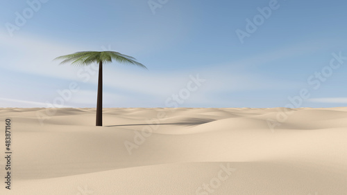 Desert with sky background. 3D illustration, 3D rendering
