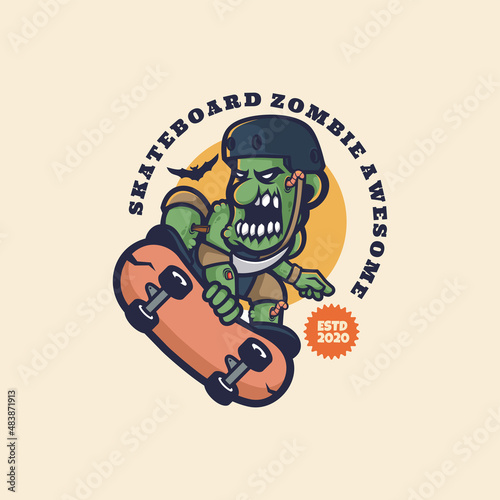 Illustration vector graphic of Skateboard Zombie, good for logo design