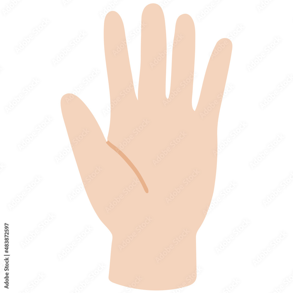 Number five hand sign vector illustration in flat color design Number five hand sign vector illustration in flat color design