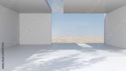 Fototapeta Naklejka Na Ścianę i Meble -  The Building style modern on Sky Background. 3D illustration, 3D rendering