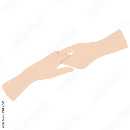 Helping hand vector illustration in flat color design