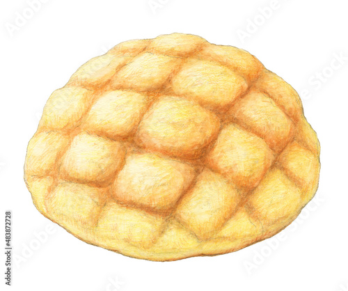 メロンパン　パン　手描きアナログ photo