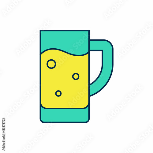 Filled outline Glass of beer icon isolated on white background. Vector