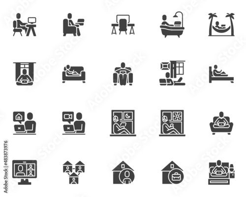 Freelance working vector icons set