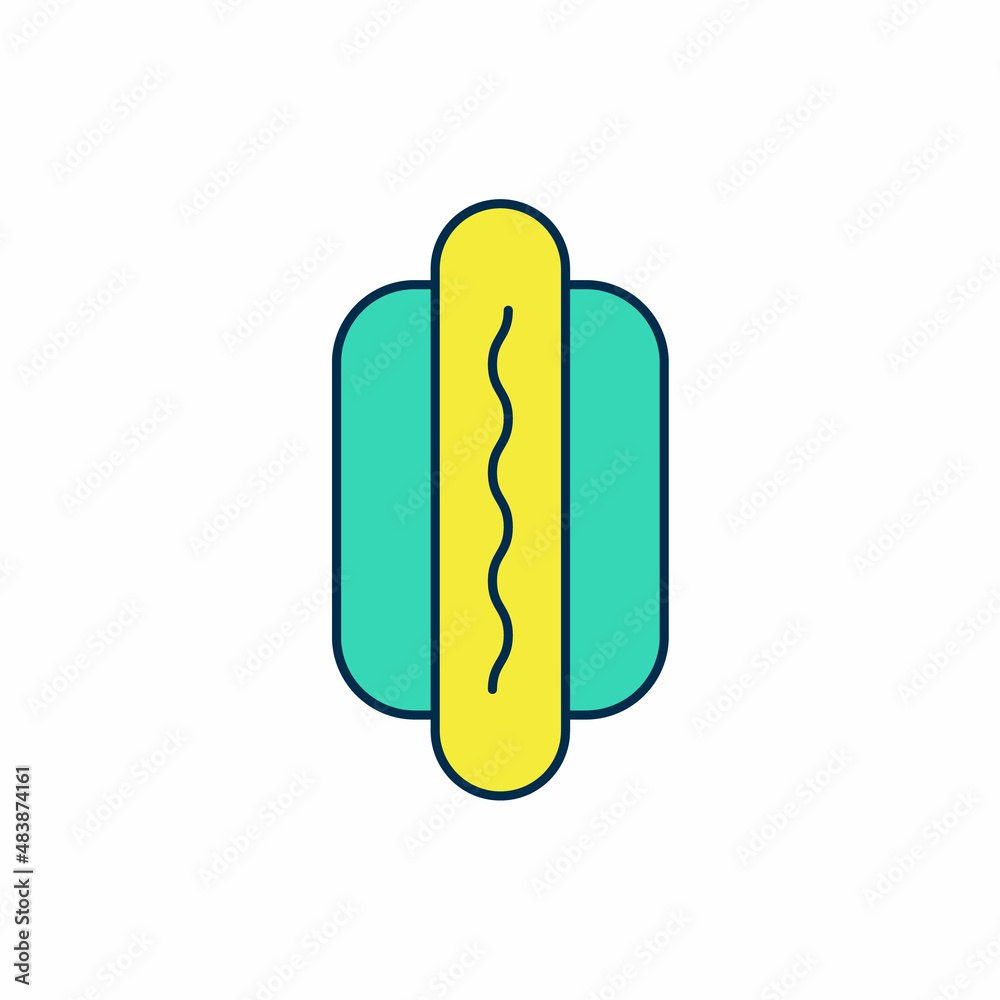 Filled outline Hotdog sandwich icon isolated on white background. Sausage icon. Fast food sign. Vector Filled outline Hotdog sandwich icon isolated on white background. Sausage icon. Fast food sign. Vector