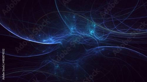 3D rendering abstract multicolor technology fractal light background