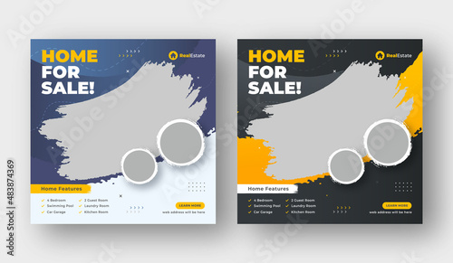 Real estate social media post web banner template photo