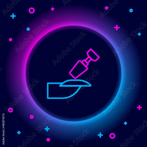 Glowing neon line Milling cutter for manicure icon isolated on black background. Apparatus for manicure. Manicure tools. Colorful outline concept. Vector