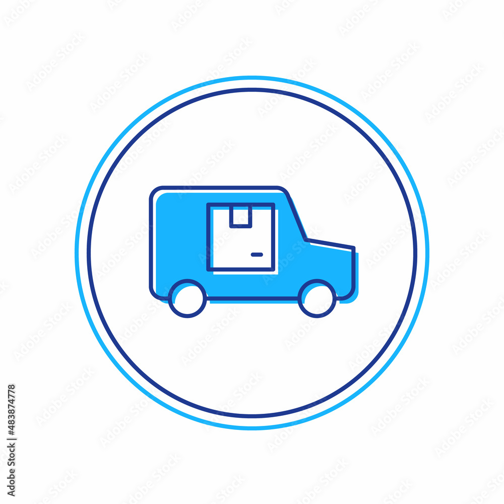 Filled outline Delivery cargo truck vehicle icon isolated on white background. Vector Filled outline Delivery cargo truck vehicle icon isolated on white background. Vector