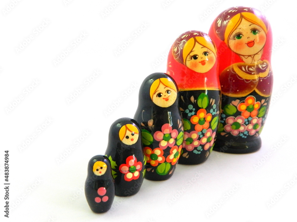 Russian nesting doll on white background
