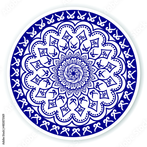 Porcelain plate vector , ornamental round ornament