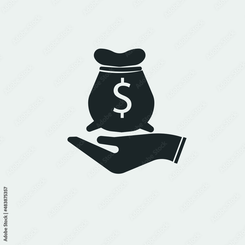 Money in palm vector icon illustration sign