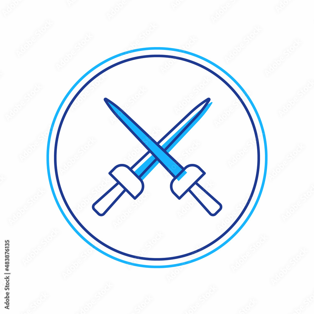 Filled outline Fencing icon isolated on white background. Sport equipment. Vector Filled outline Fencing icon isolated on white background. Sport equipment. Vector