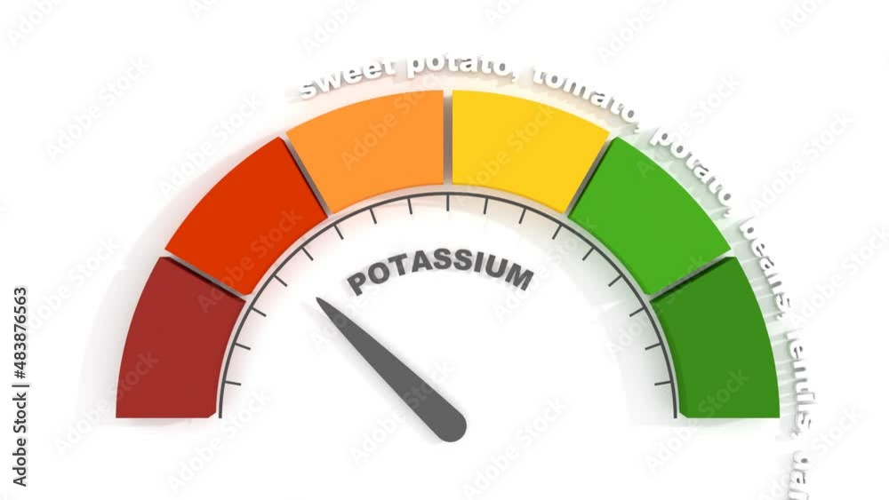 Potassium level abstract scale. Food value measuring. 3D render Potassium level abstract scale. Food value measuring. 3D render