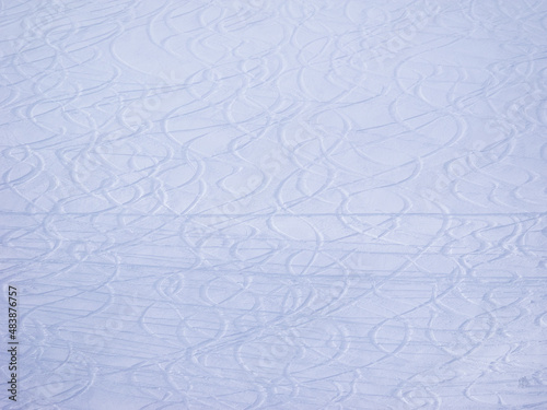 Ski tracks on a slope (Niseko Hanazono Resort, Hokkaido, Japan) photo