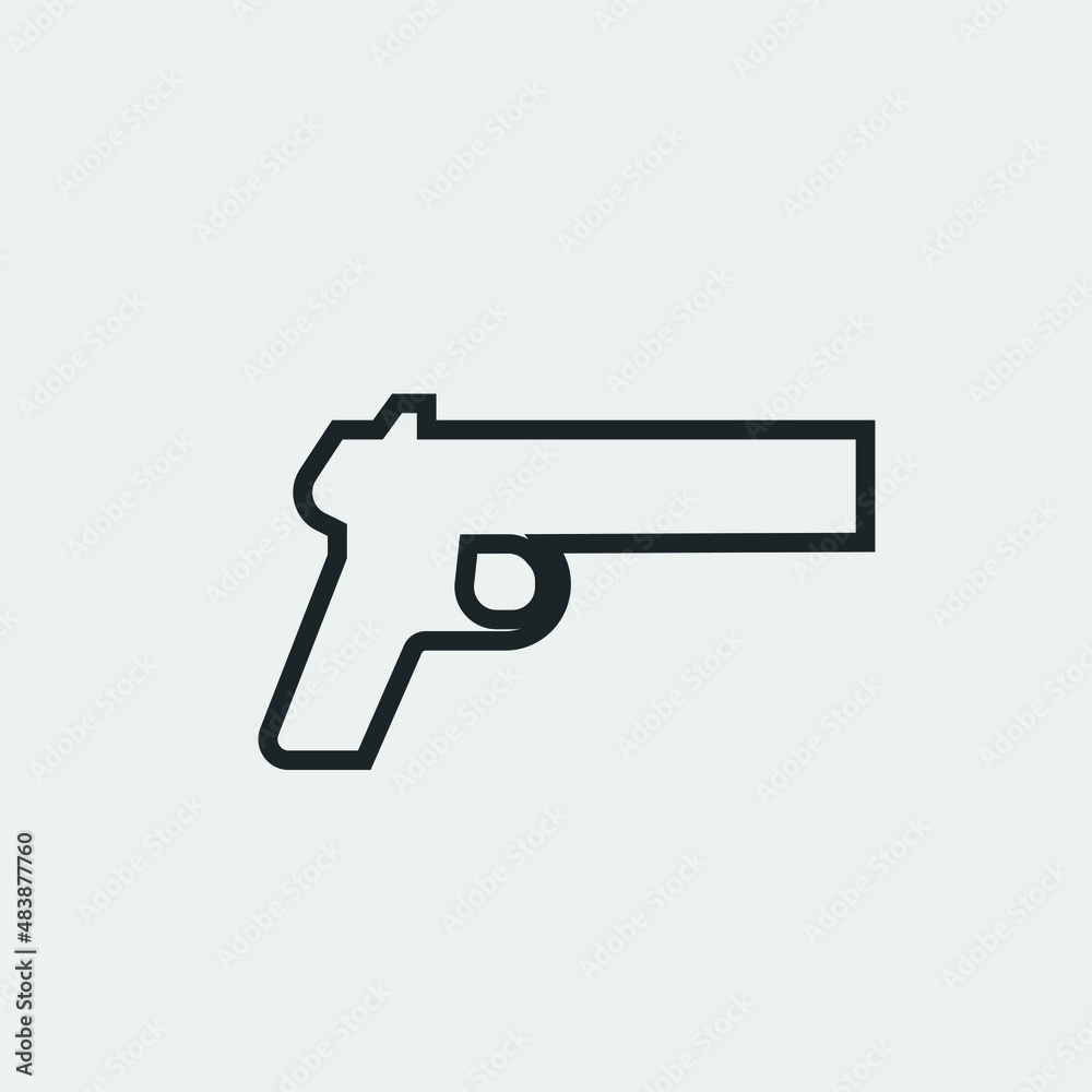 Pistol gun vector icon illustration sign