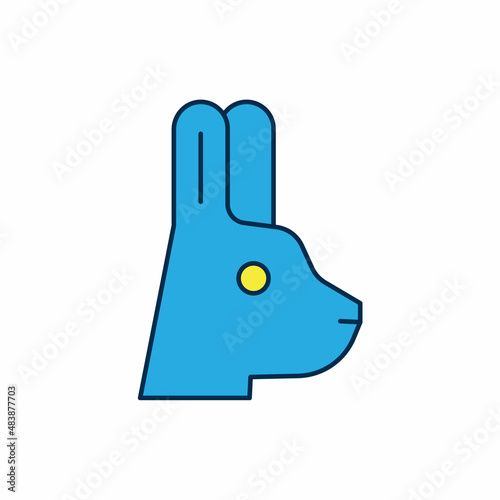 Filled outline Rabbit with ears icon isolated on white background. Magic trick. Mystery entertainment concept. Vector