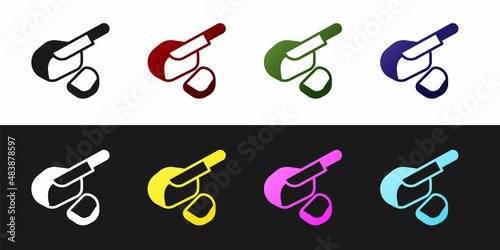 Set Canadian peameal bacon icon isolated on black and white background. Vector