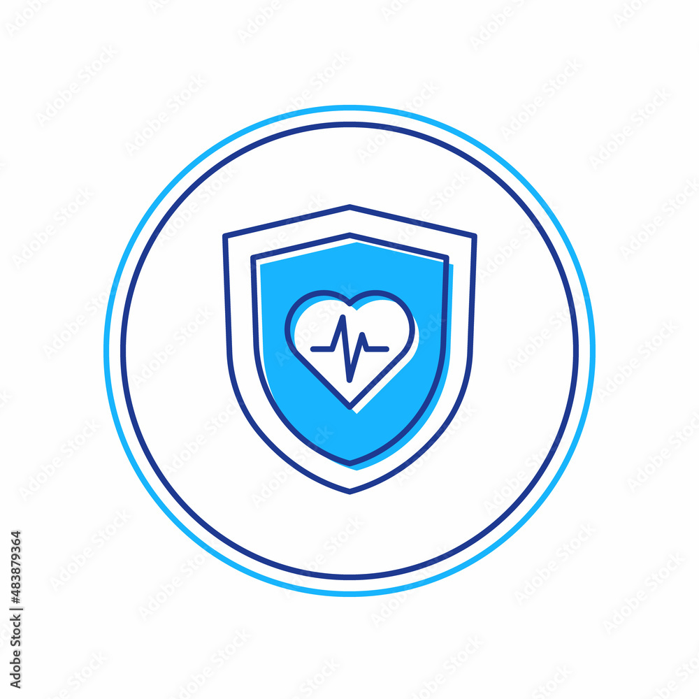Filled outline Life insurance with shield icon isolated on white background. Security, safety, protection, protect concept. Vector Filled outline Life insurance with shield icon isolated on white background. Security, safety, protection, protect concept. Vector