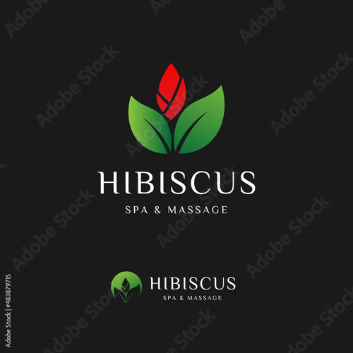 Vector graphic of hibiscus logo modern premium, hibiscus flower buds, perfect for spa, massage, beauty, skin care, fashion, logo feminine, floral, botanical, and more.