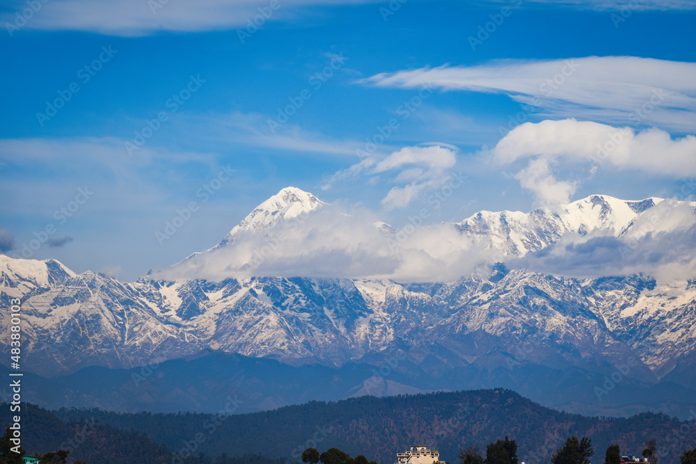 Nanda Devi peak as seen from Kasar Devi Almora,
Himalayan Mountain Range Kumaon Khand 