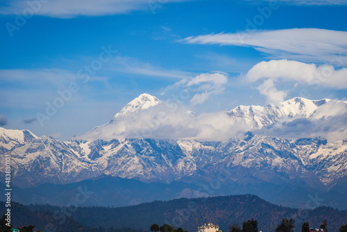 Nanda Devi peak as seen from Kasar Devi Almora  Himalayan Mountain Range Kumaon Khand 