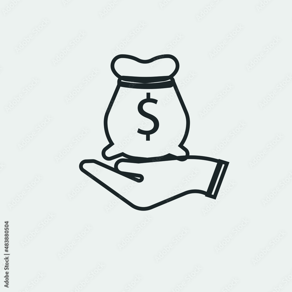 Open palm money vector icon illustration sign Open palm money vector icon illustration sign