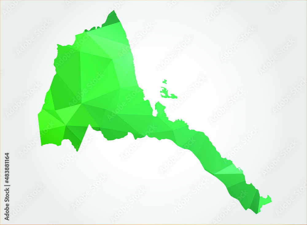 Eritrea Map Green Color on white background polygonal