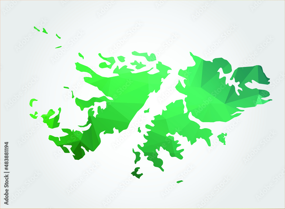 Falkland Islands Map Green Color on white background polygonal