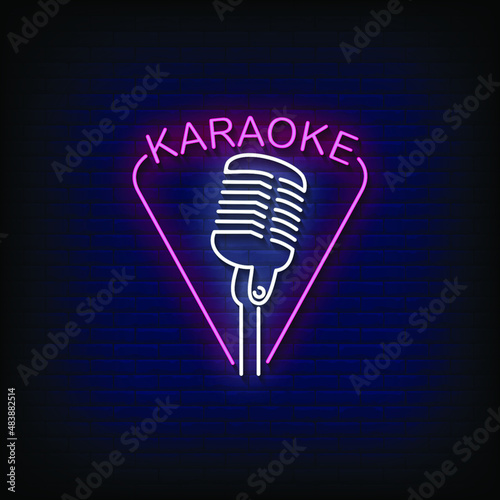 Karaoke Neon Signs Style Text Vector