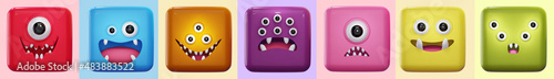 Fotografía Série de portrait illustration enfantin 3d de personnage monstre souriant et heu