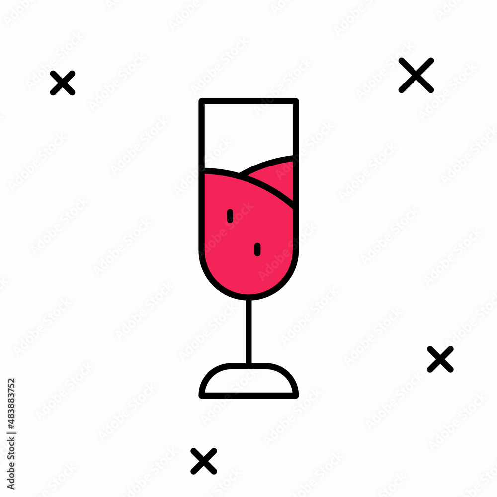Filled outline Glass of champagne icon isolated on white background. Merry Christmas and Happy New Year. Vector Filled outline Glass of champagne icon isolated on white background. Merry Christmas and Happy New Year. Vector