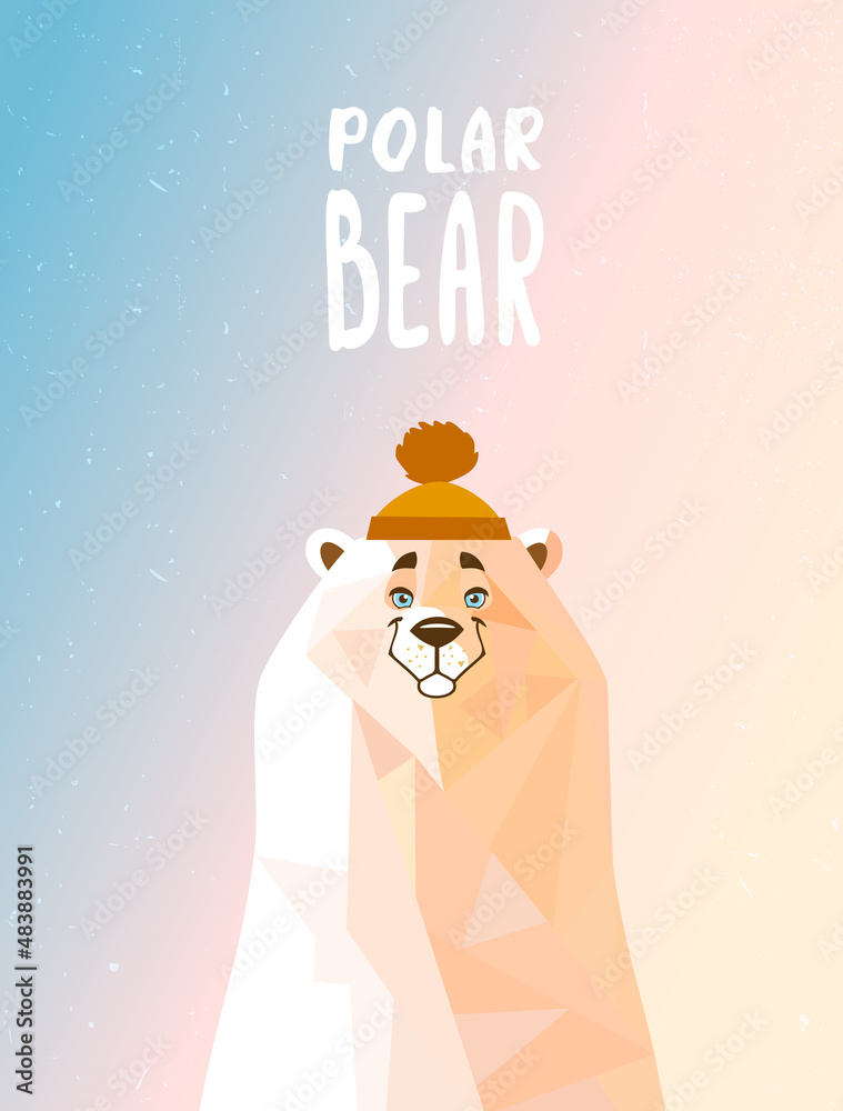 Fototapeta premium cute polar bear in a hat