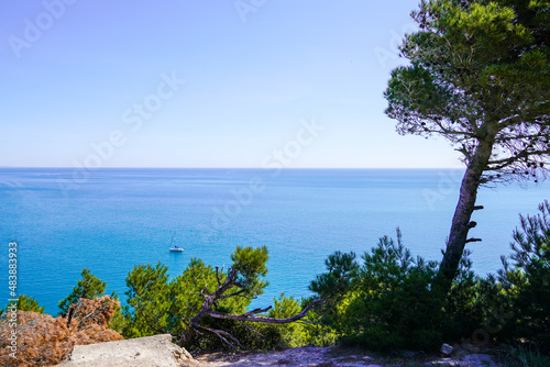 Leucate coast in south sea mediterranean horizon Pyrenees Orientales in Languedoc-Roussillon France