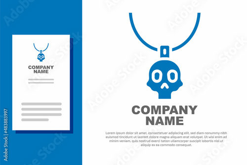 Blue Necklace amulet icon isolated on white background. Logo design template element. Vector