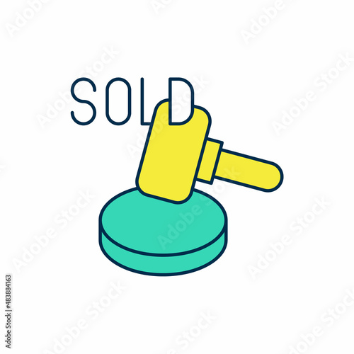 Filled outline Auction hammer icon isolated on white background. Gavel - hammer of judge or auctioneer. Bidding process, deal done. Auction bidding. Vector