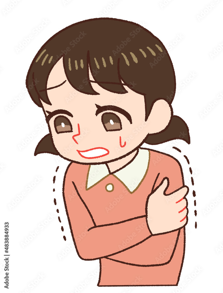 Clip art of a child in a cold weather