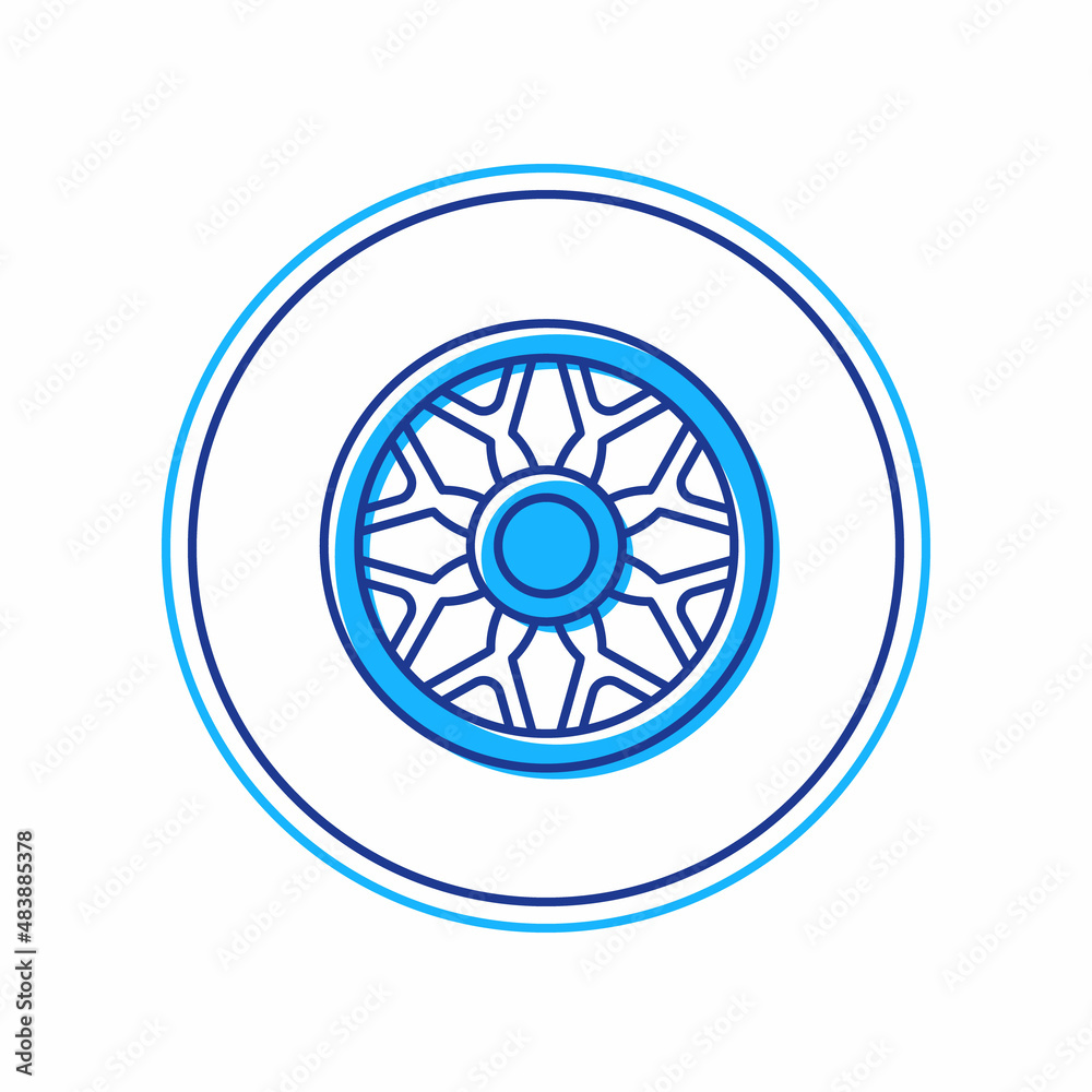 Filled outline Alloy wheel for car icon isolated on white background. Vector Filled outline Alloy wheel for car icon isolated on white background. Vector