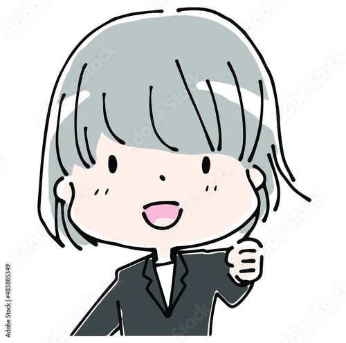 笑顔のスーツ姿の女性の上半身