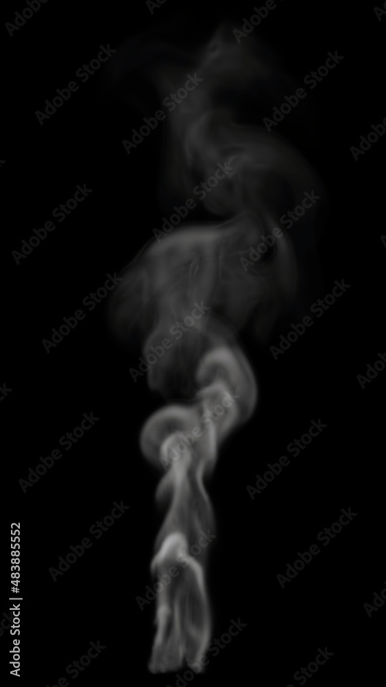 Tall and Thin Wisp of White Smoke with Low Density on Black Tall and Thin Wisp of White Smoke with Low Density on Black