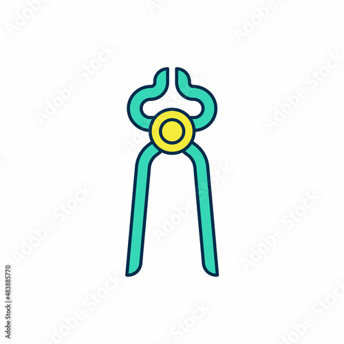 Filled outline Blacksmith pliers tool icon isolated on white background. Vector