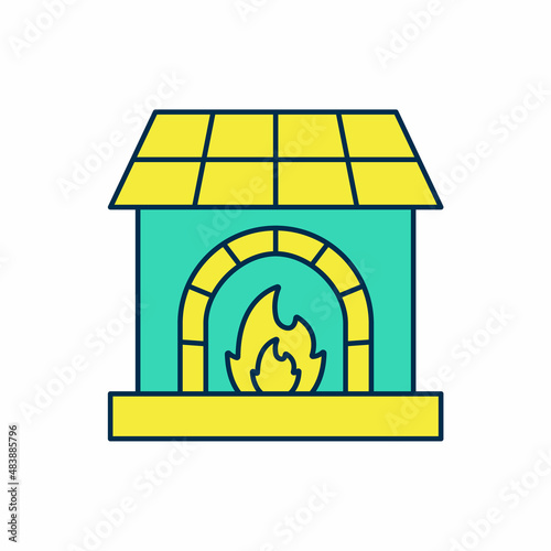 Filled outline Blacksmith oven icon isolated on white background. Vector